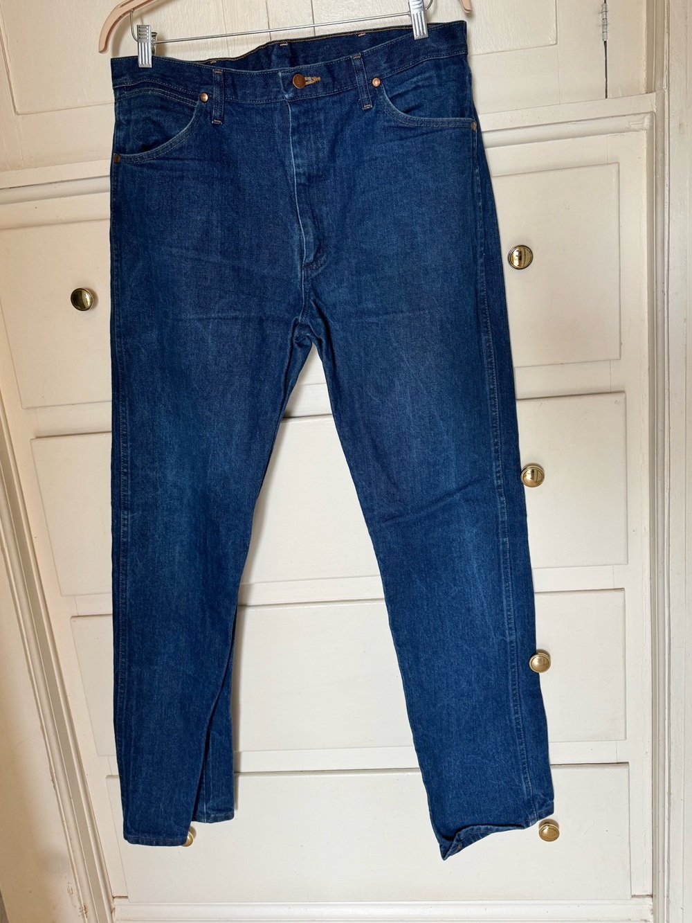 Wrangler Men's Dark Blue Denim Jeans - Comfortable Straight Fit